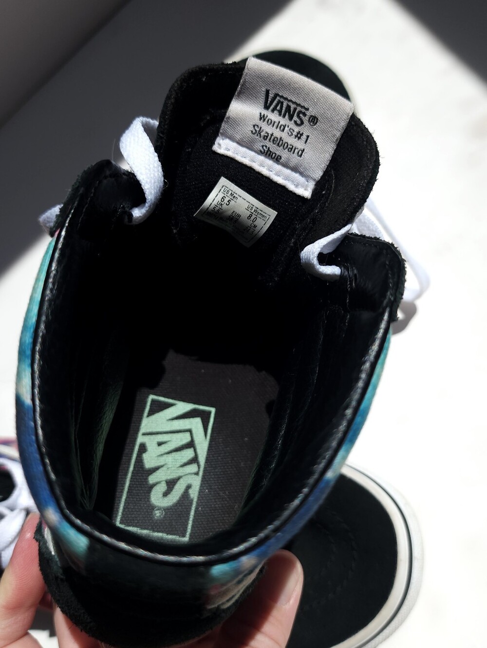 Vans SK8 Hi - Men's Size 6.5/Women's Size 8- Black Tie-Dye Skate Shoes - 500714 - Picture 8 of 8
